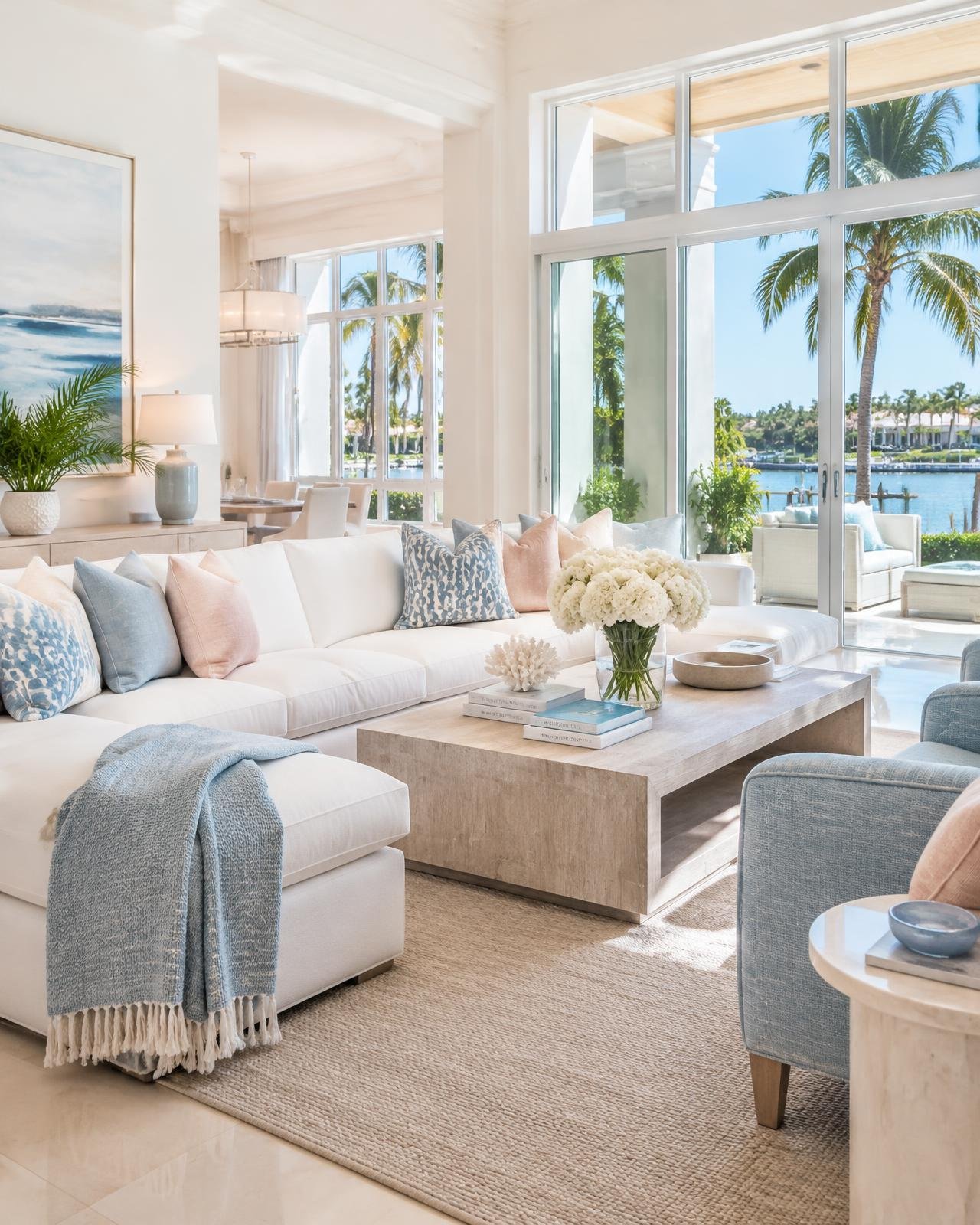 Freshly cleaned bright living room in a Naples, Florida home